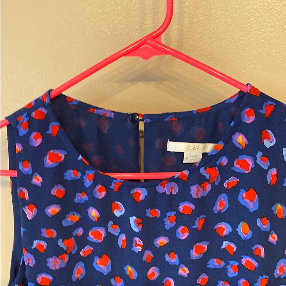 Ruffled Tiered Blue and Red Mini Sundress - Picture 3 of 5